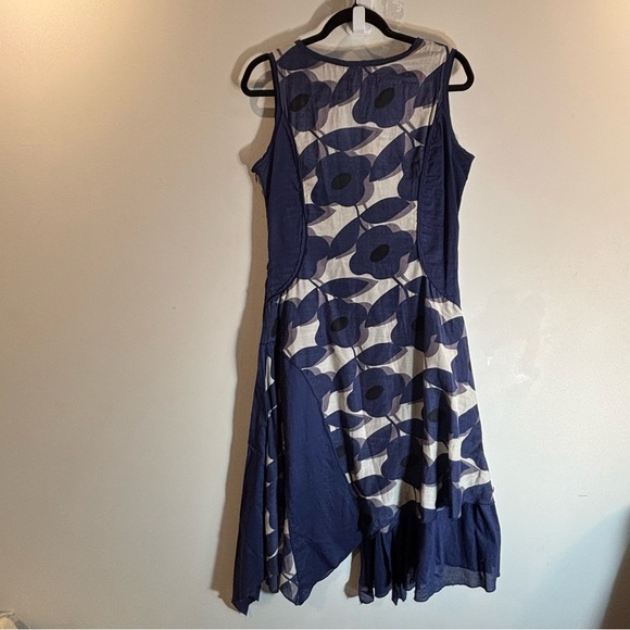 PILE OU FACE Sz T2 (US L estimated) Floral Midi Dress Asymmetrical Silk Blend - Picture 8 of 11